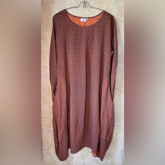 Prairie Cotton Orange and Black Dress Stretch Made in USA WXL Pockets Like New - Picture 1 of 6